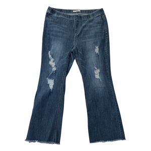 Ms Cello Womens Wide Leg Distressed Denim Jeans Size 2X